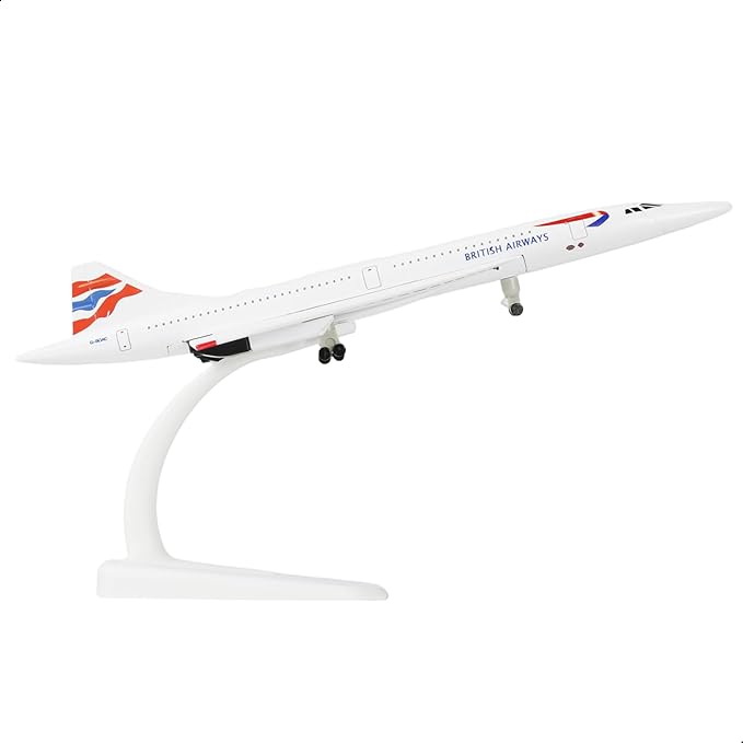 1/300 Scale Concorde for British Airways Diecast Metal Airplane Model Kit with Stand Concorde Model Plane for Creative Desktop Decorations or Aircraft Gifts(7.9-Inch L)