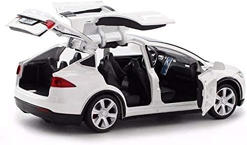 1:32 Scale Car Model X Alloy Diecast Pull Back Electronic Toys with Lights and Music, Mini Vehicles Toys for Kids Gift Car Lovers Collection (Model X - Generic White)