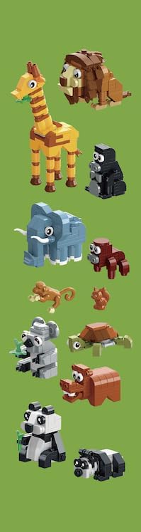 HOGOKIDS 25 Animals Zoo Building Set with Play Mat - 8 Pack Zoo Scene modules Building Blocks Toy for Party Favors Goodie Bag Classroom Prizes Fillers Birthday Gifts for Kids Boys Girls 6+ (1460PCS)