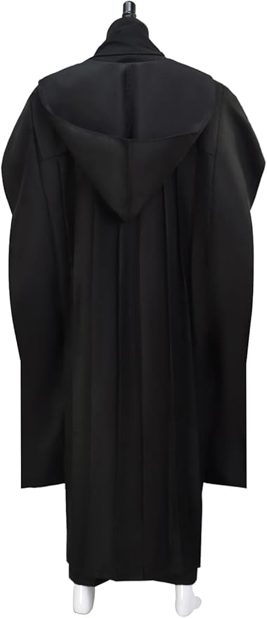 Mens Cosplay Costume Black Tunic Hooded Cloak Robe Suit Uniform Halloween Outfit