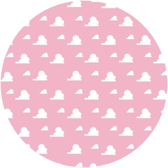 Renaiss 3x3ft Pink Sky White Cloud Round Backdrop Cover Girl Story Cartoon Toy Theme Circle Photography Background Kids Hero Newborn Welcome Baby Shower Birthday Party Decor Arch Photo Booth Props