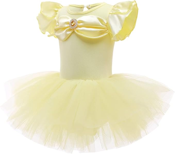 DYMCII Baby Girls Princess Ballet Dress Short Sleeve Leotards Skirted Tutu Dancewear Halloween Christmas Party Fancy Costume