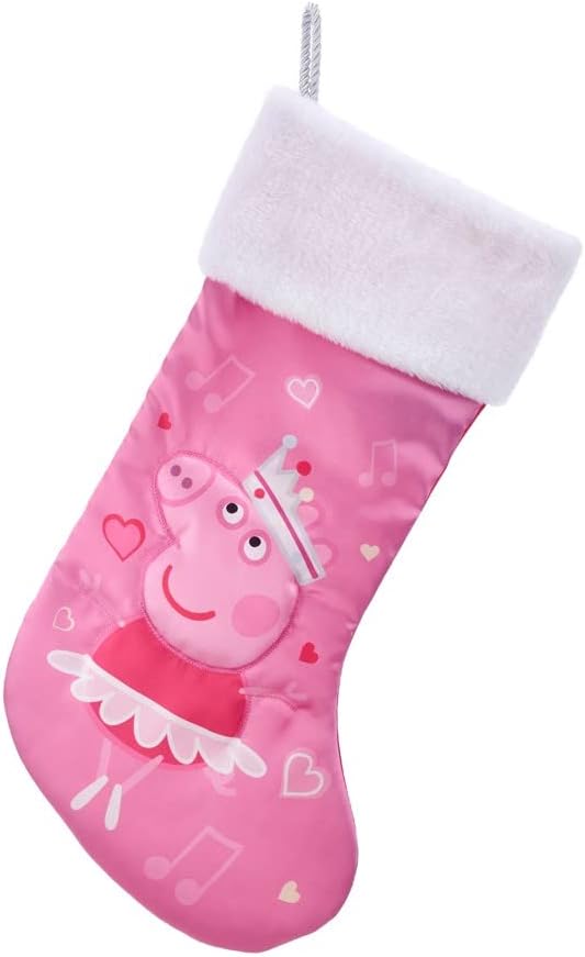 Kurt Adler Peppa Pig Christmas Ornaments and Stocking Set of 3-2 Peppa Ballerina Princess Holiday Tree Ornaments & Stocking - Officially Licensed - Gift for Kids