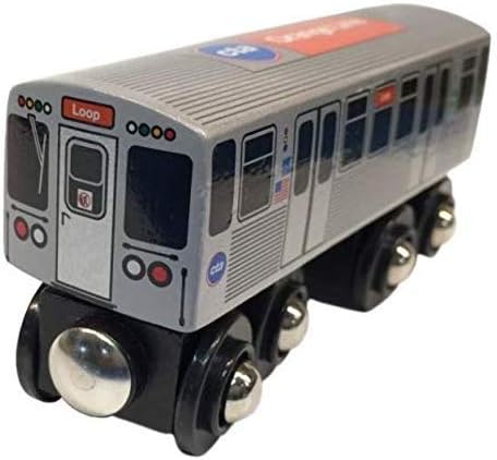 MUNI PALS Munipals Wooden Chicago Transit Authority CTA L Subway Train Three (3) Car Set Orange Pink Green Lines