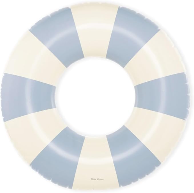 Petites-Pommes Swimming Tube for Adults - Durable Inner Tube, Handprinted Classic Striped Design Pool Tubes, Soft Comfort Seaming, Packable Floats for Travel, Light Blue, 47 inch