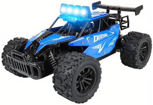 Remote Control Car Monster Truck Toys 1:16 Scale RC Car For Boys 2.4GHz High Speed 20 km/h With LED Headlights,Rechargeable RC Cars Gifts for Boys 4-7 8-12 Christmas, Beginner, Kids 6-12+ (Black)