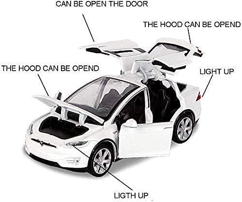 1:32 Scale Car Model X Alloy Diecast Pull Back Electronic Toys with Lights and Music, Mini Vehicles Toys for Kids Gift Car Lovers Collection (Model X - Generic White)