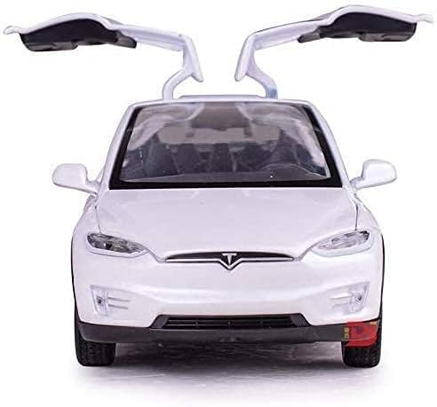1:32 Scale Car Model X Alloy Diecast Pull Back Electronic Toys with Lights and Music, Mini Vehicles Toys for Kids Gift Car Lovers Collection (Model X - Generic White)