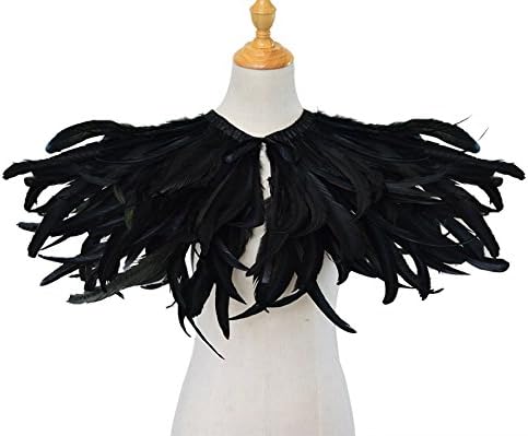 L'VOW Gothic Black Feather Shrug Cape Shawl Halloween Costume for Men