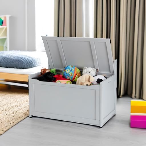 Melissa & Doug Wooden Toy Chest - Gray Furniture for Playroom