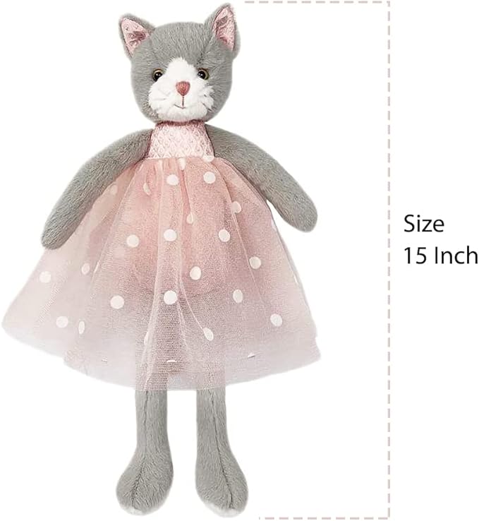 MON AMI Celeste Cat Stuffed Doll – 15”, Soft Plush Animal Doll, Use as Toy or Room Décor for Kids of All Ages