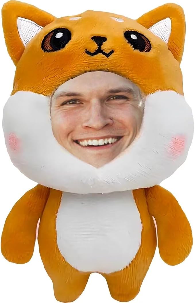 Personalized Dog Stuffed Animal Key Chain – Customizable Shiba Inu Plush Toy, Gift with Your Face Photo,5 inches