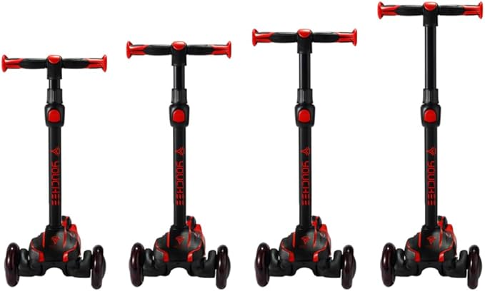 3 Wheels Kick Scooter for Kids Ages 5-12, with Built-in LED Light-Up Wheels, Adjustable Handlebar, Non-Slip Deck and Reliable Brake, Lean-to-Steer Self Balancing.