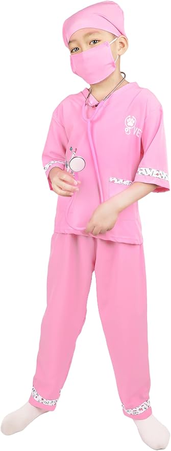 ANPHILE Kids Veterinarian Costume, Kids Doctor Vet Costume Outfit Pretend Play Dress Up Set for Career Day