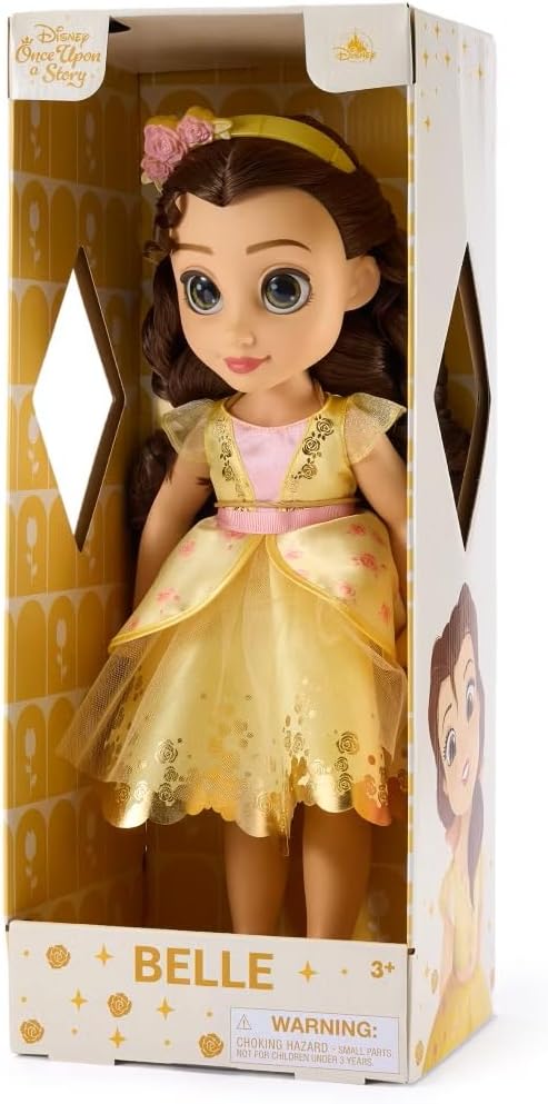 Disney Store Official Belle Once Upon a Story Doll - 16 Inch Disney Princess Toys Featuring Reflective Eyes with 3D Pupil and Iris, Detailed Costume, Hair Comb & Shoes - Comes in Display Box