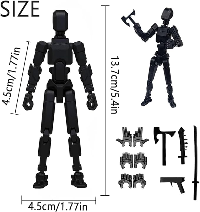 (Assembly Completed) 2025 New Titan 13 Action Figure Set,Lucky Robot 13 Action Figures,Multi-Jointed Movable Action Figure,Nova 13 Figure for Collectors Desktop Decorations (b- Black)