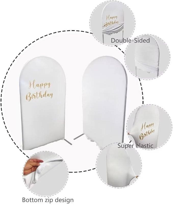 4x7ft Double-Sided Stretchy Arch Stand Covers for Wild Birthday,Leopard Prints Pattern Chiara Backdrops Arched Stretchy Fabric Covers, Junlge Safari Parties Banner GX-318