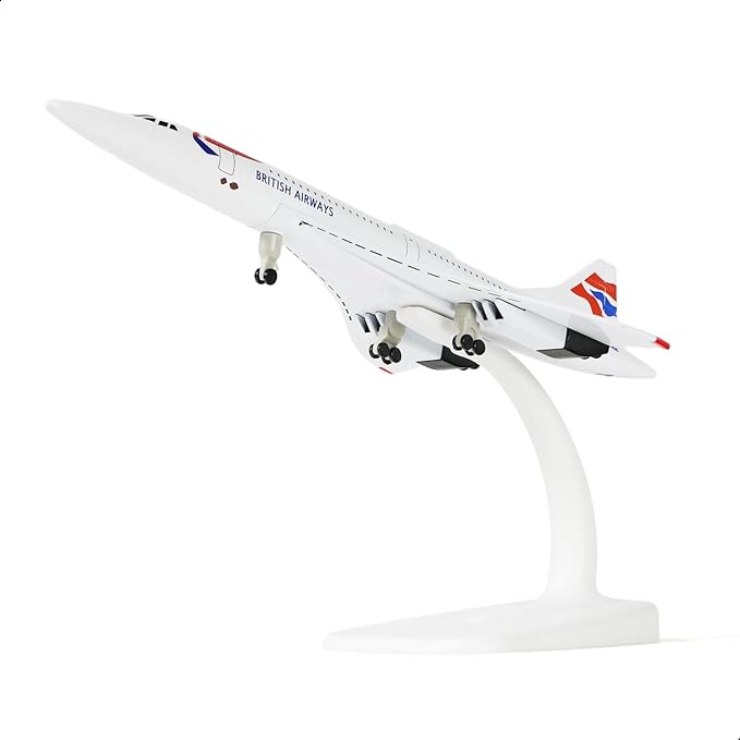 1/300 Scale Concorde for British Airways Diecast Metal Airplane Model Kit with Stand Concorde Model Plane for Creative Desktop Decorations or Aircraft Gifts(7.9-Inch L)