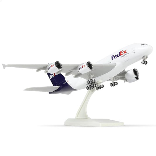1/240 Compatible for FedEx A380 Airplane Model Kits (30cm L) for Airbus A380 Resin Plane Model with Display Stand for Adult Aviation Gift or Display Decoration