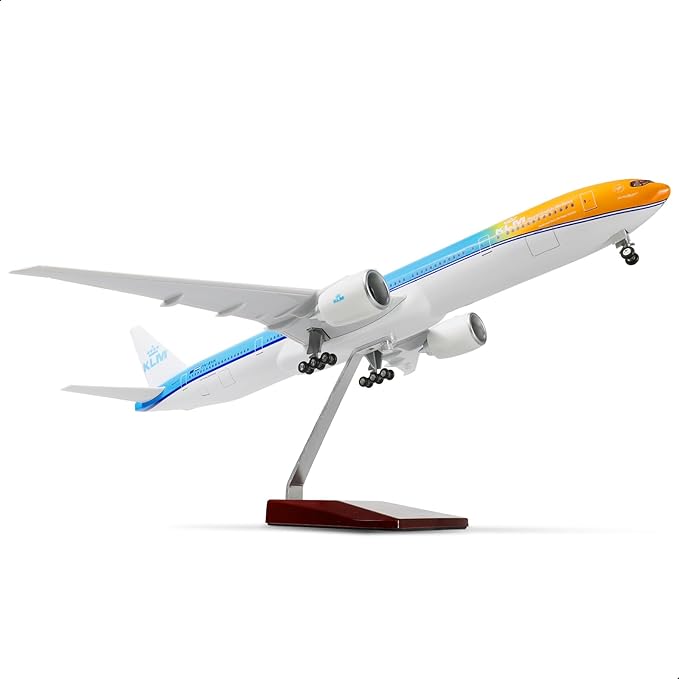 1/150 Boeing 777-300ER NL-KLM (Orange Pride) 18.5 inchs Large Model Diecast Airplane Model Kits with Stand Airlines Models Display Collectible for Aviation Enthusiast Gift