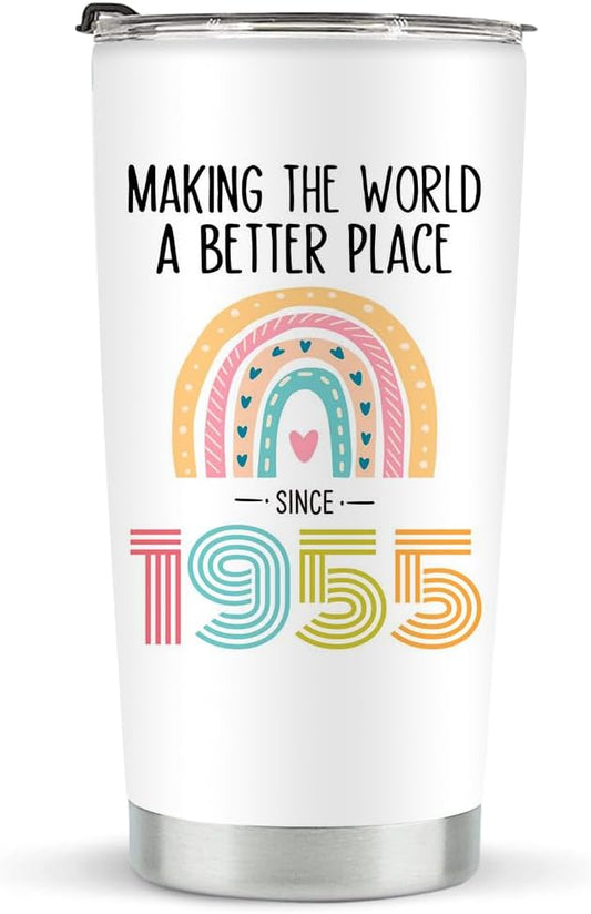 70th Birthday Gifts for Women, 1955 70th Birthday Decorations for Women, 70 Year Old Gift Ideas, Turning 70, 20 oz Stainless Steel Vacuum Insulated Tumblers