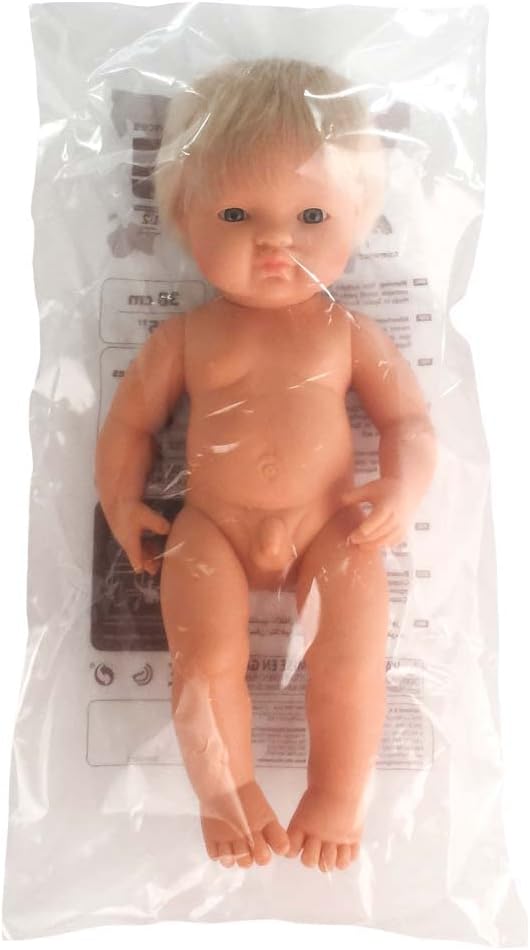 Miniland Doll 15'' Caucasian Girl with Hearing Implant (Polybag) - Made is Spain, Anatomically Correct, Quality, Diverse