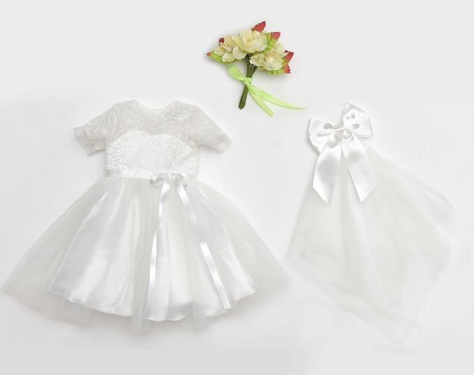 18 Inches American Doll Clothes First Communion Gorgeous White Wedding Dress Veil Bouquet Sets Fit 18 Inches Dolls
