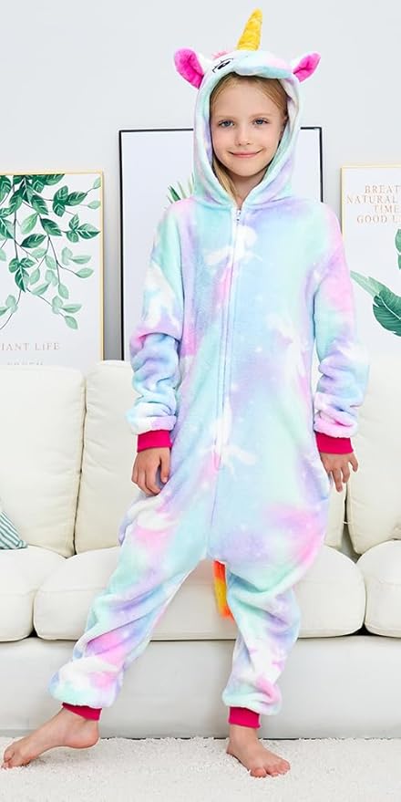 Kids Unicorn Onesie Pajamas One-Piece Cosplay Costume Animal Sleepwear Girls And Boys