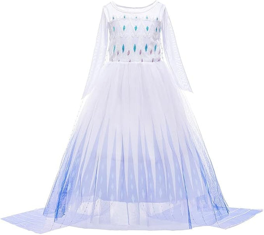 REXREII Princess Dress for Girls Halloween Party Cosplay Dress Up Frozen Elsa Snow Queen Costume Christmas Birthday Gown