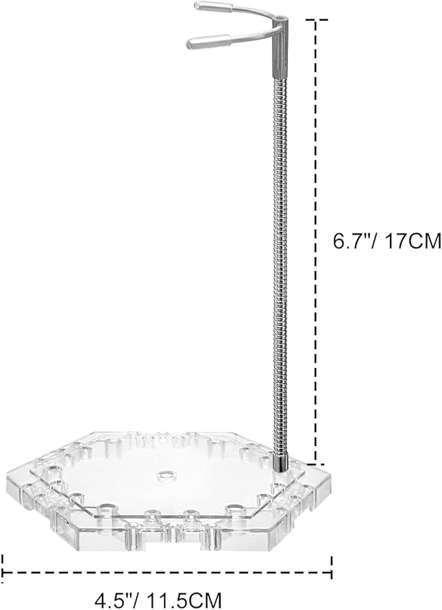 16-Pack Clear Adjustable Action Figure Stand with Metal Clips & Flexible Arms – Action Figure Display Stand for Figures Compatible with Gundam HG/RG/SD 1/144 Scale