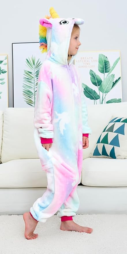 Kids Unicorn Onesie Pajamas One-Piece Cosplay Costume Animal Sleepwear Girls And Boys