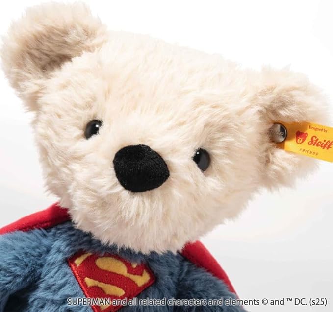 Steiff DC Superhero Teddy Bear - Officially Licensed Plush Toy Collectible Premium Soft Stuffed Animal for Kids & Collectors, DC Superman 12" Tall
