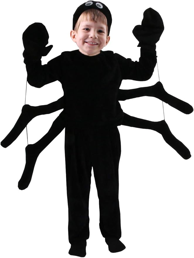 Spider Costume for Kids, Perfect for Halloween, Animal Dress up Party, Black,3-14Year
