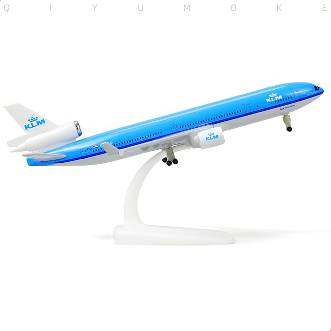 MD-11 NL-KLM 1/300 Diecast Metal Airplane Model with Stand -Alloy Boeing Airplane Model for Adult(PH-BFU) -8.3 inches Model Plane for Aviation Enthusiasts Gifts, Display Decorations