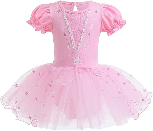 DYMCII Baby Girls Princess Ballet Dress Short Sleeve Leotards Skirted Tutu Dancewear Halloween Christmas Party Fancy Costume