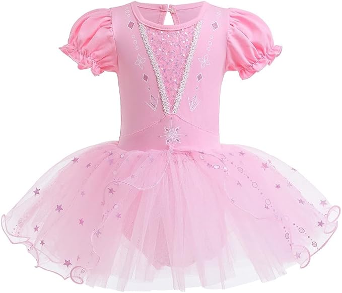 DYMCII Baby Girls Princess Ballet Dress Short Sleeve Leotards Skirted Tutu Dancewear Halloween Christmas Party Fancy Costume