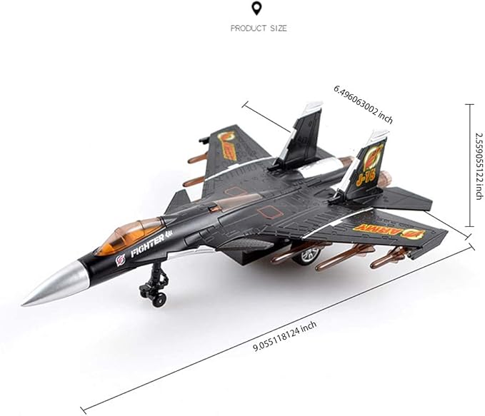 HSOMiD Army Air Force Fighter Jet Toy Military Airplane - Fun Lights and Sounds, Bump and Go Action Pretend Play Kids Aircraft Bomber Plane