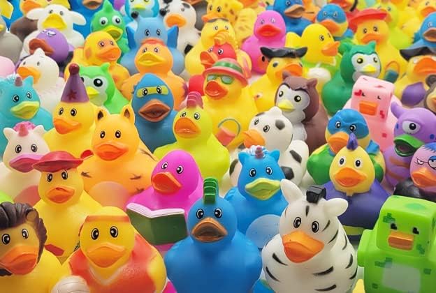 Assorted Rubber Ducks Toy Duckies for Kids and Toddlers, Bath Birthday Baby Showers Classroom, Summer Beach and Pool Activity, 2" Inches (100-Pack)