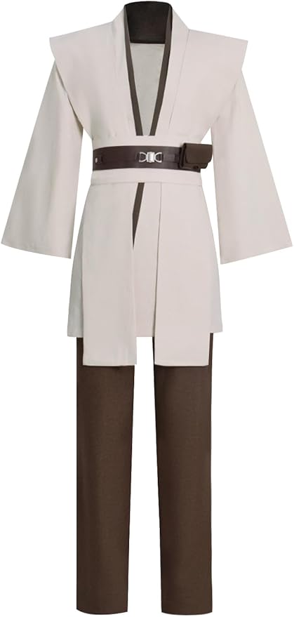 Mens Cosplay Costume White Tunic Hooded Cloak Robe Uniform Suit Halloween Outfit