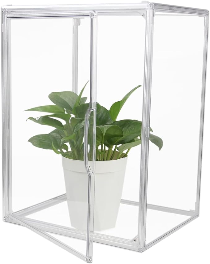 Clear Stackable Plastic Storage Bins with Magnetic Lid, Dustproof Book & Cosmetic Display Cases, Large Figures Collectibles Showcase, Shoe Box, Protection Organizer (Transparent, L-1 Pack)