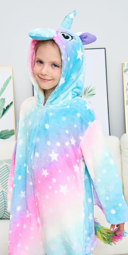 Kids Unicorn Onesie Pajamas One-Piece Cosplay Costume Animal Sleepwear Girls And Boys