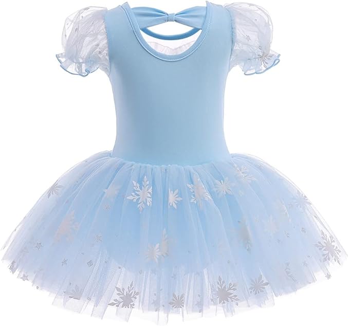 DYMCII Baby Girls Princess Ballet Dress Short Sleeve Leotards Skirted Tutu Dancewear Halloween Christmas Party Fancy Costume