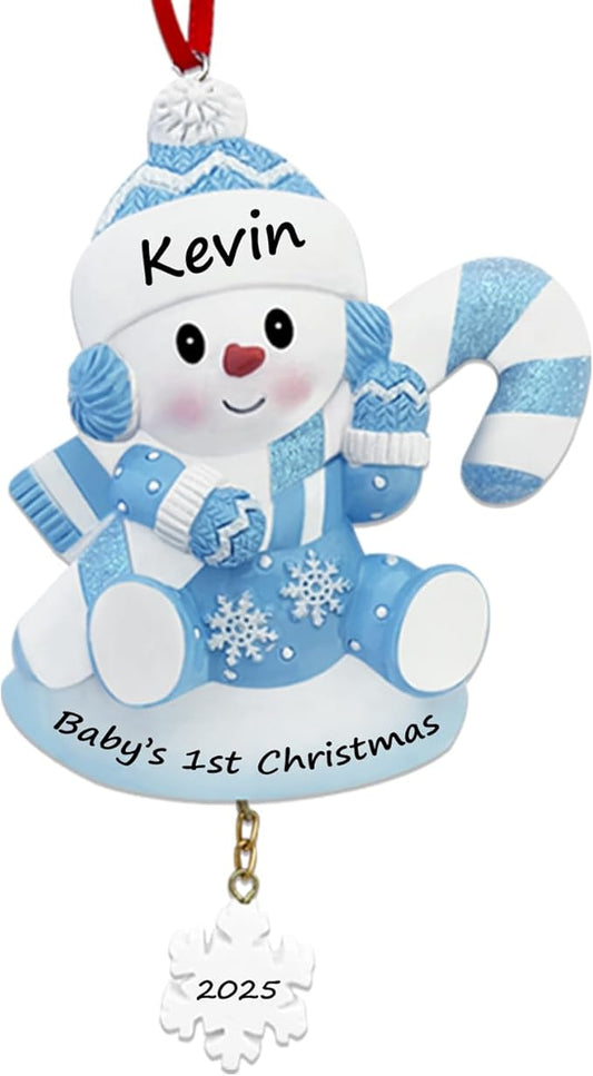 Personalized Ornament Baby's First Christmas 2025 Snowbaby Xmas Tree Decoration Pink Artisanal Custom Ornaments with Name & Year Decoration Gifts for New Born Baby Boy