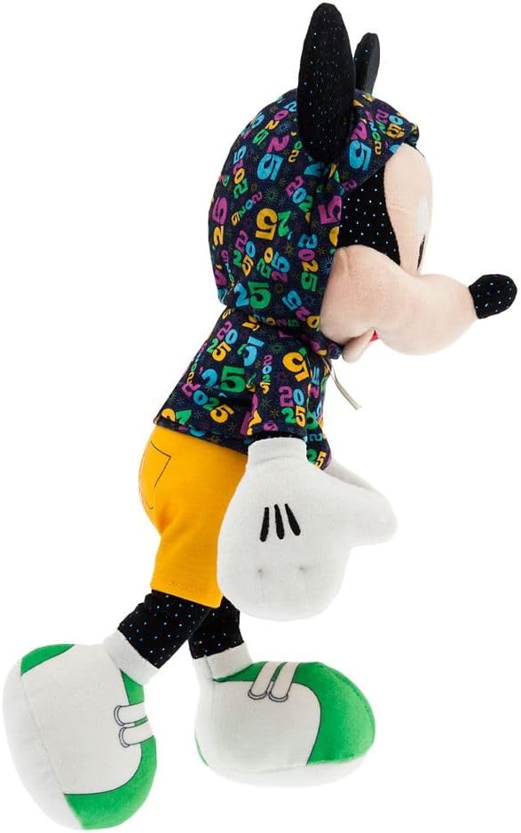 Disney Store Official Mickey Mouse 2025 Plush - Contemporary Sportswear Outfit, Glittering Flecks, 2025 Logo Hoodie, Shorts & Sneakers - Disney Stuffed Animal for Kids