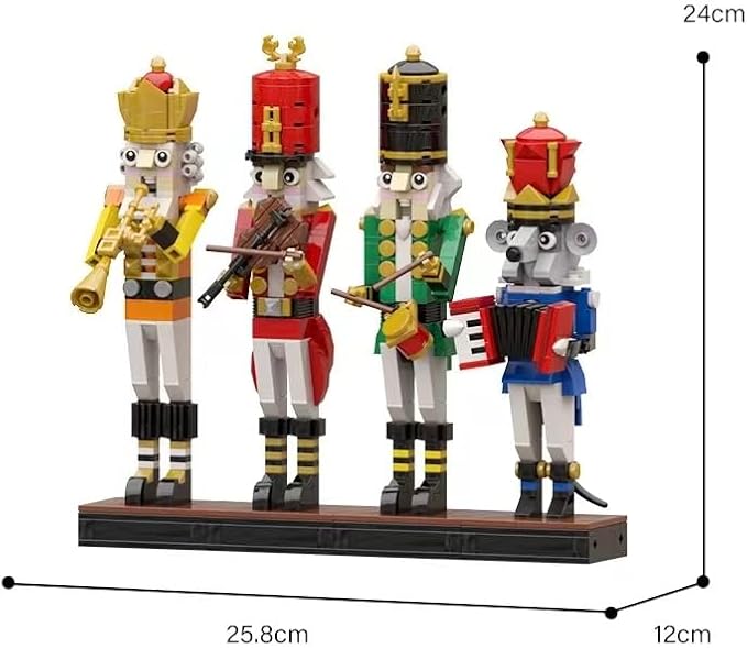 Christmas Nutcracker Building Kits, Xmas Nutcracker King and Soldier Building Sets,Contain Trumpeter Drummer Violinist and Commander, Compatible for Lego, Collectible Nutcracker Model (697 PCS)