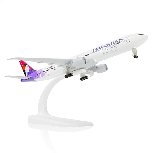 777 Hawaiian 1/300 Diecast Metal Airplane Model with Stand -777 Airplane Model for Adult with Stand (8.3 inches Long) Aviation Enthusiasts Gifts, Desktop Display Decorations