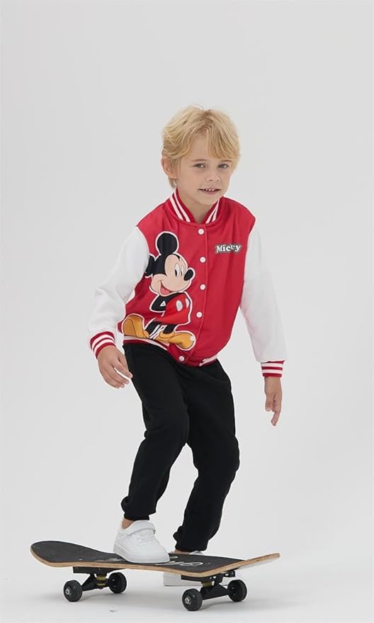 Disney Minnie Mickey Stitch Princess Frozen Elsa Marvel Jacket Lightweight Coat Button up Color Block Sweatshirt 2-14 Years