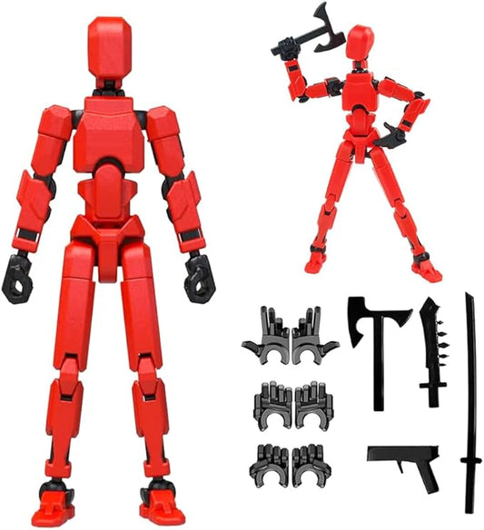 (Assembly Completed) 2025 New Titan 13 Action Figure Set,Lucky Robot 13 Action Figures,Multi-Jointed Movable Action Figure,Nova 13 Figure for Collectors Desktop Decorations (c-red)