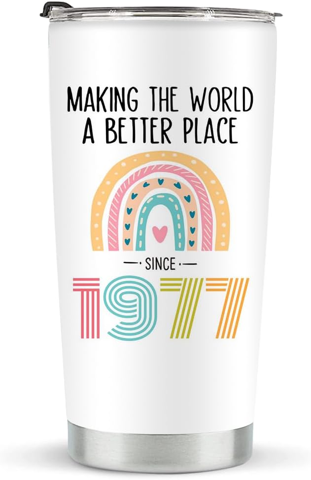 48th Birthday Tumbler for Women - 20 oz Stainless Steel Vacuum Insulated Tumbler, 1977 Birthday Gift Ideas for 48 Year Old