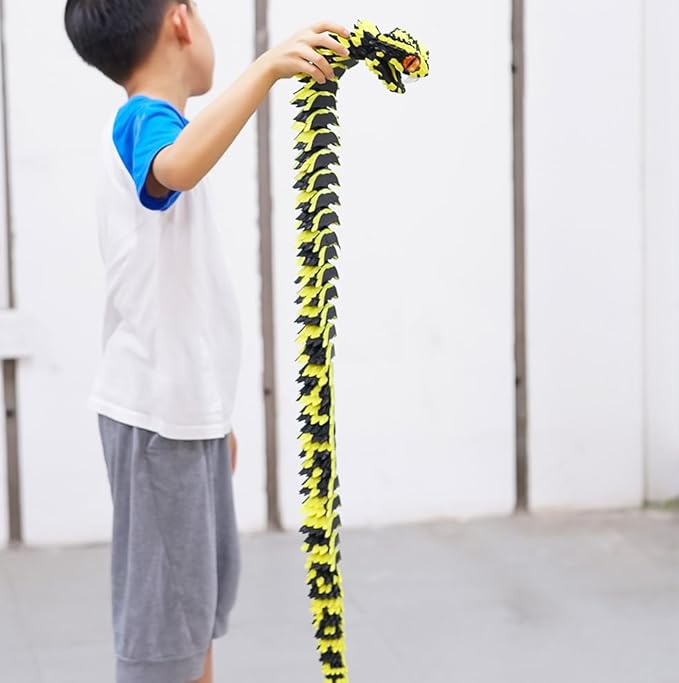 47.5inch Super Large 3D Printed Snake Models,Movable Teeth,Flexible Joint Animal lacertid Figurines, Stress Relief, Fidget restlessness, ADHD Toys, Surprise Fantasy Gifts (47.5inch-by)